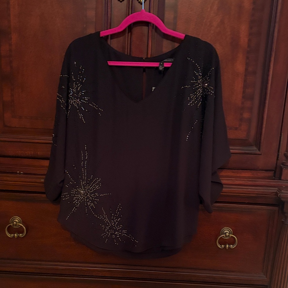 WHBM Black Embellished Women's Top